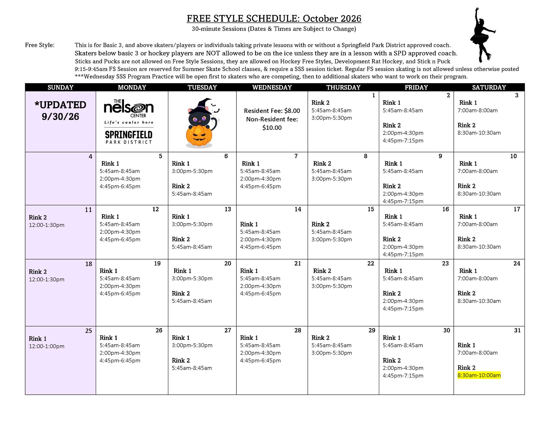 Free Style Schedule